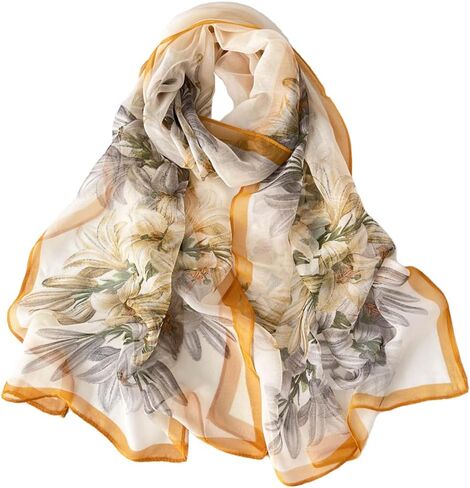 Pokeedioty Fashion Scarfs for Women Lightweight breathable Floral Pattern Sheer Scarfs Sun-proof Shawls Wraps in Kuwait
