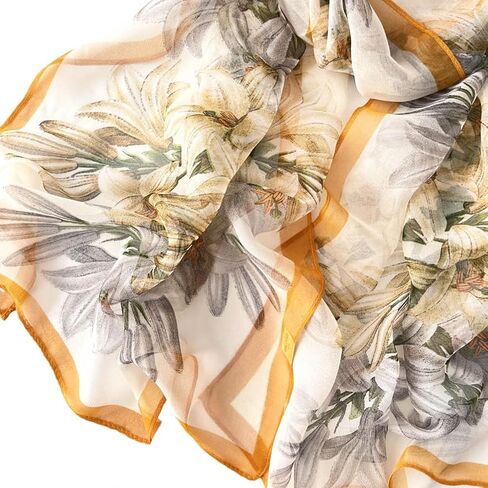 Pokeedioty Fashion Scarfs for Women Lightweight breathable Floral Pattern Sheer Scarfs Sun-proof Shawls Wraps in Kuwait