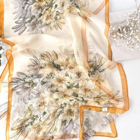 Pokeedioty Fashion Scarfs for Women Lightweight breathable Floral Pattern Sheer Scarfs Sun-proof Shawls Wraps in Kuwait