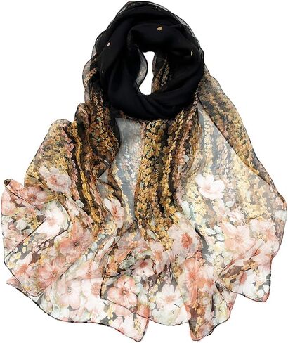 Pokeedioty Fashion Scarfs for Women Lightweight breathable Floral Pattern Sheer Scarfs Sun-proof Shawls Wraps in Kuwait