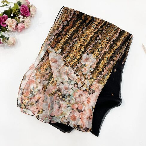 Pokeedioty Fashion Scarfs for Women Lightweight breathable Floral Pattern Sheer Scarfs Sun-proof Shawls Wraps in Kuwait