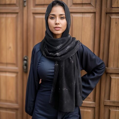 Tie Dye Printed Hijab Soft Premium Viscose Cotton Modal Scarf Muslim Turban Abaya Accesorries Women Elegant Shawl in Kuwait