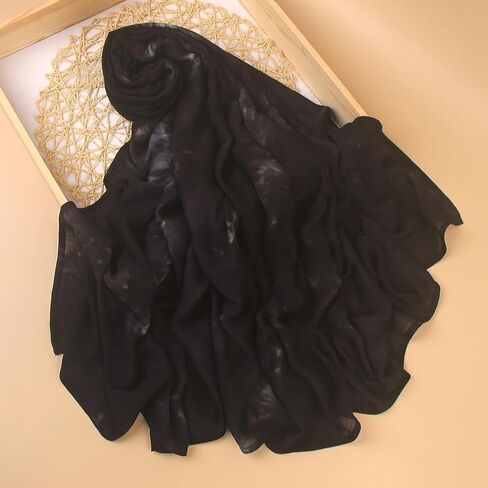 Tie Dye Printed Hijab Soft Premium Viscose Cotton Modal Scarf Muslim Turban Abaya Accesorries Women Elegant Shawl in Kuwait