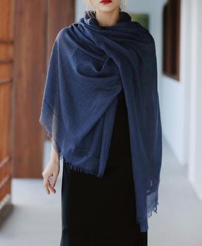 Womens Soft-Cotton-Linen Lightweight-Scarfs كبيرة شاش الطول الشاش الطويلة للسفر على الشاطئ 75 "× 39" in Kuwait