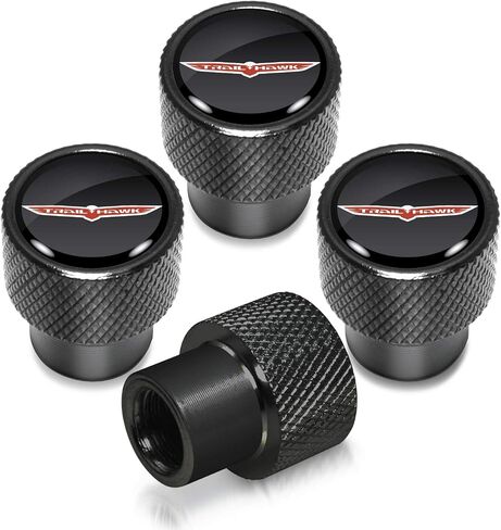 for Jeep Trailhawk in Black on Black Aluminum Tire Valve Stem Caps in Saudi Arabia