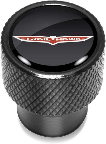 for Jeep Trailhawk in Black on Black Aluminum Tire Valve Stem Caps in Saudi Arabia