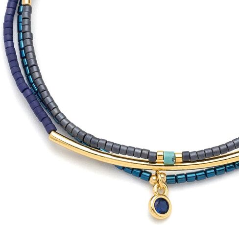 Scout Curated Wears - Tonal Chromacolor Miyuki Bracelet Trio - Navy/Gold in Saudi Arabia