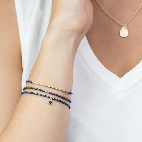 Scout Curated Wears - Tonal Chromacolor Miyuki Bracelet Trio - Navy/Gold in Saudi Arabia