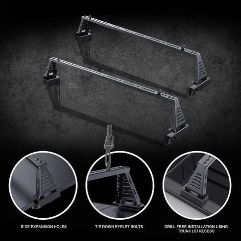 Overland Bed Rack/Bar for Full-Size Trucks/Overland Bed Rack Compatible with Partial Tri-Fold Cover, Soft Cover/No Drilling in Saudi Arabia