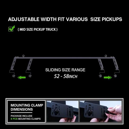 Overland Bed Rack/Bar for Full-Size Trucks/Overland Bed Rack Compatible with Partial Tri-Fold Cover, Soft Cover/No Drilling in Saudi Arabia