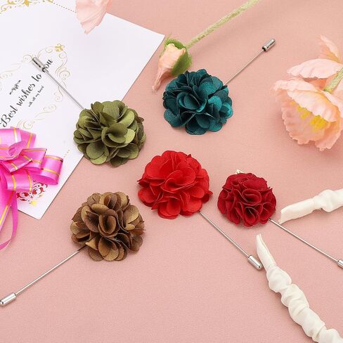 Patikil Flower Boutonnieres Pin ، طية صدر السترة للرجال كاميليا زهرة لبدلة التخرج الزفاف الذكرى السنوية ملحقات الزي ، الذهب in Saudi Arabia