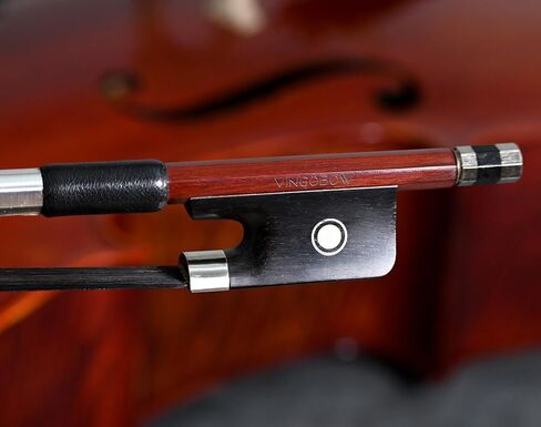 Grid Carbon Fiber Cello Bow 4/4 Size VINGOBOW 114C Advanced Level Full 71.5cm Fleur-de-lis Ebony Frog Well Balanced Light Weight Real Horse Hair Straight Stick Smooth Screw for Porfessional Player in Saudi Arabia
