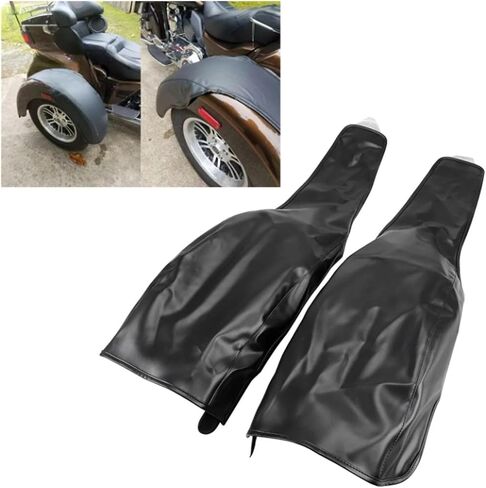Black Motorcycle PU Leather Left Right Trike Fender Bra Set Compatible with Harley 2009-Later Tri Glide Ultra Classic FLHTCUTG in Saudi Arabia
