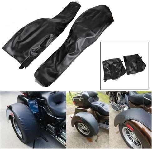 Black Motorcycle PU Leather Left Right Trike Fender Bra Set Compatible with Harley 2009-Later Tri Glide Ultra Classic FLHTCUTG in Saudi Arabia