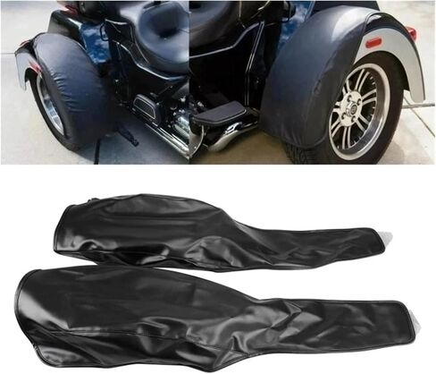 Black Motorcycle PU Leather Left Right Trike Fender Bra Set Compatible with Harley 2009-Later Tri Glide Ultra Classic FLHTCUTG in Saudi Arabia