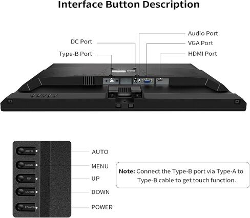 شاشة لمس 21.5 بوصة FHD 1920x1080P، مكبرات صوت مدمجة، تدعم VESA، شاشة كمبيوتر تعمل باللمس 10 نقاط مع منفذ HDMI VGA من النوع B، شاشة لمس سطح المكتب 75 هرتز، أسود in Kuwait