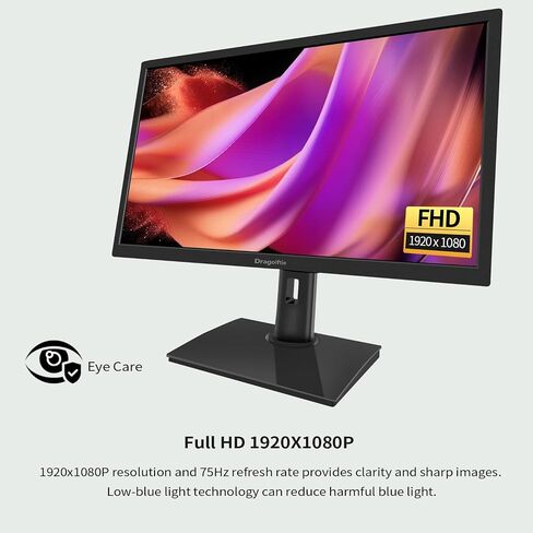 شاشة لمس 21.5 بوصة FHD 1920x1080P، مكبرات صوت مدمجة، تدعم VESA، شاشة كمبيوتر تعمل باللمس 10 نقاط مع منفذ HDMI VGA من النوع B، شاشة لمس سطح المكتب 75 هرتز، أسود in Kuwait