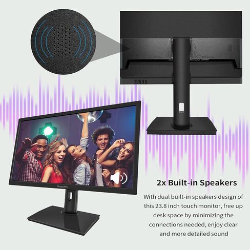 شاشة لمس 21.5 بوصة FHD 1920x1080P، مكبرات صوت مدمجة، تدعم VESA، شاشة كمبيوتر تعمل باللمس 10 نقاط مع منفذ HDMI VGA من النوع B، شاشة لمس سطح المكتب 75 هرتز، أسود in Kuwait