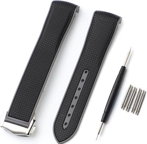 20mm Curved End Rubber Watch Band for Omega Seamaster 150m 300m,Speedmaster moonwatch,Omega X Swatch,Watch Strap for Rolex Submariner,GMT-Master,Daytona,Oyster-perpetual,Yacht-master,Day-Date,Datejust,Air-King Watchband in Saudi Arabia