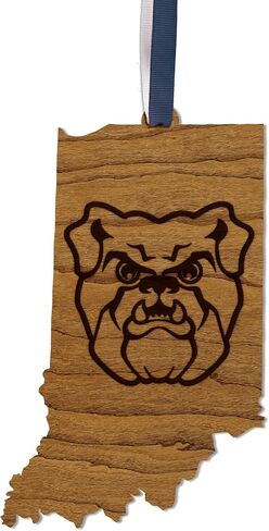 Butler Bulldogs on State Outline Christmas Ornament - Handcrafted from Cherry Wood - Officially Licensed Product in Saudi Arabia