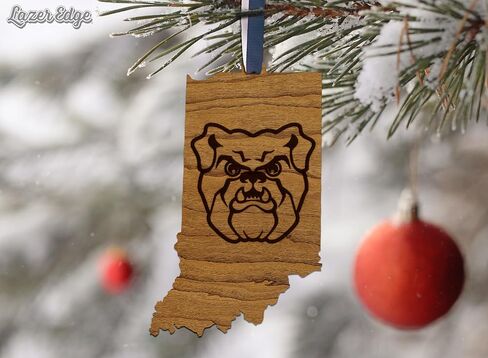 Butler Bulldogs on State Outline Christmas Ornament - Handcrafted from Cherry Wood - Officially Licensed Product in Saudi Arabia