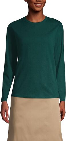 Lands' End Essentials Women's Long-Sleeve Soft Cotton T-Shirt - Tailored Feminine Fit in Saudi Arabia