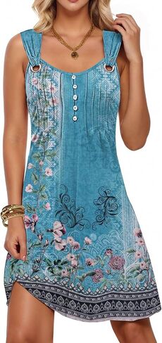 فساتين صيف etcyy للنساء 2025 عطلة Sundresses Sundresses Beach Swimsuit Cove Ups Button أسفل فستان تي شيرت مطوي in Saudi Arabia