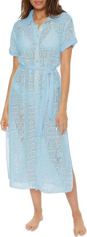 BECCA Women's Standard Gauzy Dress, Collared Button-up, Beach Cover Ups in Saudi Arabia