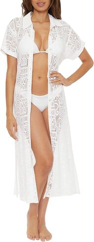 BECCA Women's Standard Gauzy Dress, Collared Button-up, Beach Cover Ups in Saudi Arabia