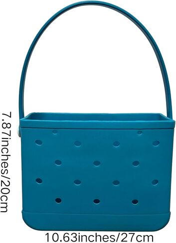 Small Rubber Beach Tote Bag, Open Top Portable Outdoor Travel Bag for Beach Picnic Pool Outings in Kuwait