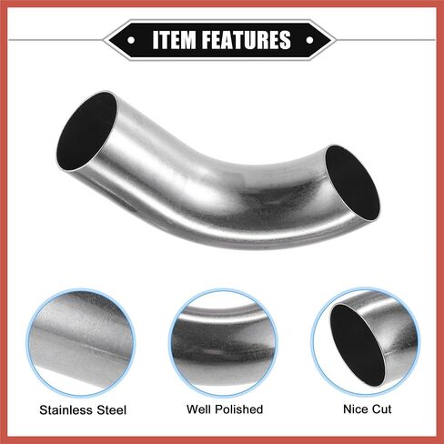Acropix Bend Elbow Tube ، 1.5 "OD 4.72" 2.95 "Leg 90 درجة DIY أنبوب العادم أنبوب الهواء إنبوب هواء عالمي للسيارات متين 304 من الفولاذ المقاوم للصدأ قطع السيارة in Saudi Arabia