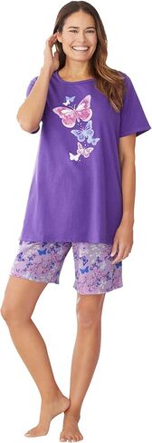 Dreams & Co. Plus Size Knit Pj Short Set in Kuwait