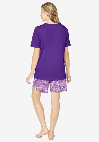 Dreams & Co. Plus Size Knit Pj Short Set in Kuwait