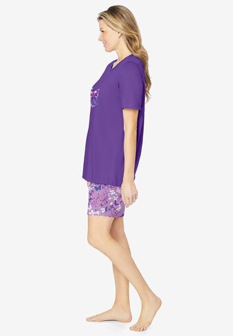 Dreams & Co. Plus Size Knit Pj Short Set in Kuwait