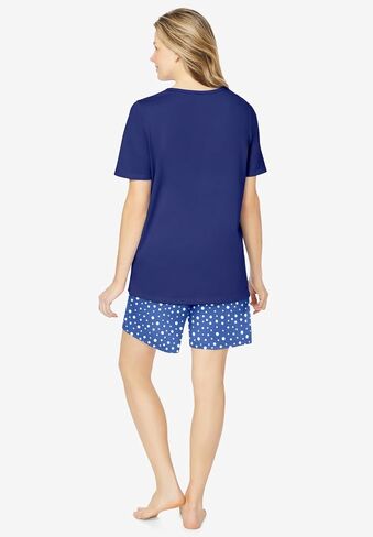 Dreams & Co. Plus Size Knit Pj Short Set in Kuwait