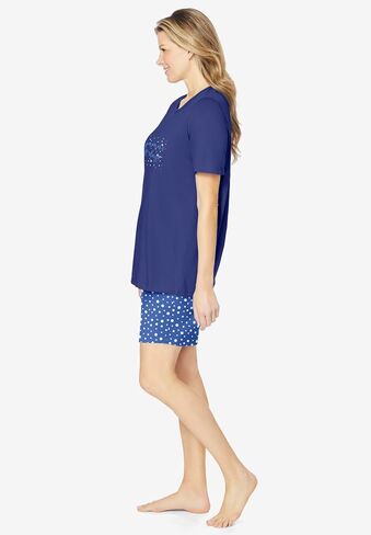 Dreams & Co. Plus Size Knit Pj Short Set in Kuwait