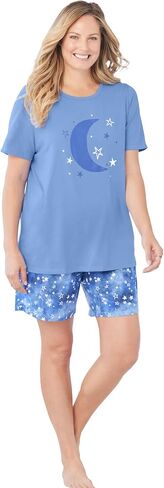 Dreams & Co. Plus Size Knit Pj Short Set in Kuwait
