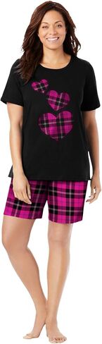 Dreams & Co. Plus Size Knit Pj Short Set in Kuwait