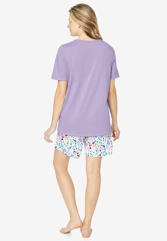 Dreams & Co. Plus Size Knit Pj Short Set in Kuwait