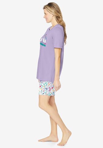 Dreams & Co. Plus Size Knit Pj Short Set in Kuwait