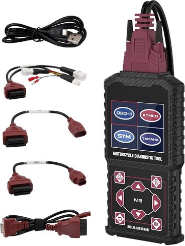 Motorcycle System Diagnostic Test Measurement Tools M3-A Motorcycle Fault Code Readers Scan Tools Moto Diagnostic Test Measurement Tools Compatible for Yamaha 2/3/4P,Kawasaki 4-6P,Honda 4P,OBDII-16P in Kuwait