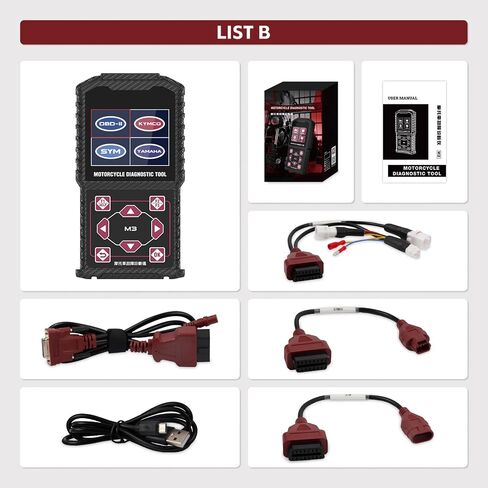 Motorcycle System Diagnostic Test Measurement Tools M3-A Motorcycle Fault Code Readers Scan Tools Moto Diagnostic Test Measurement Tools Compatible for Yamaha 2/3/4P,Kawasaki 4-6P,Honda 4P,OBDII-16P in Kuwait