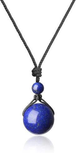 COAI Genuine Round Brown Tiger Eye Stone Necklace for Men Women in Kuwait