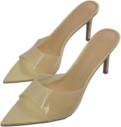 Clear Pointed Open Toe Heels for Women Summer Slip on Mules Sexy Stiletto Heeled Sandals Party Wedding Prom Dress Casual Shoes in Saudi Arabia