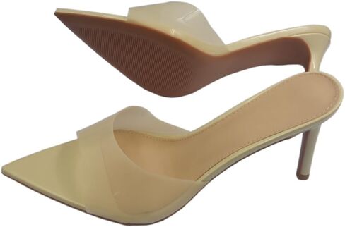 Clear Pointed Open Toe Heels for Women Summer Slip on Mules Sexy Stiletto Heeled Sandals Party Wedding Prom Dress Casual Shoes in Saudi Arabia