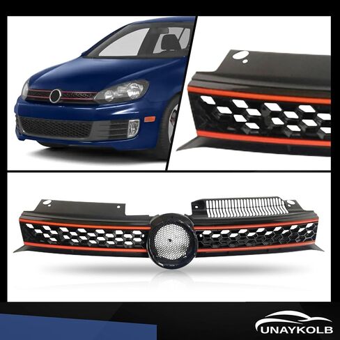 Grille Grille Black with Red Trim Grill لعام 2010 2011 2012 2013 2014 Volkswagen GTI Jetta Golf in Saudi Arabia