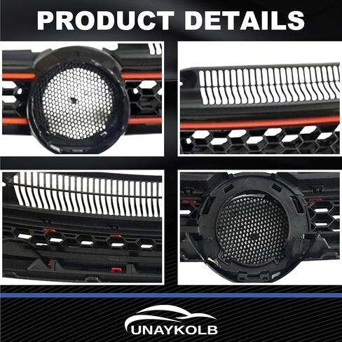 Grille Grille Black with Red Trim Grill لعام 2010 2011 2012 2013 2014 Volkswagen GTI Jetta Golf in Saudi Arabia