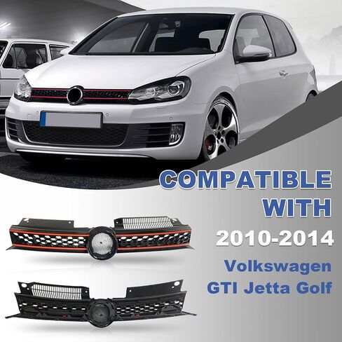 Grille Grille Black with Red Trim Grill لعام 2010 2011 2012 2013 2014 Volkswagen GTI Jetta Golf in Saudi Arabia