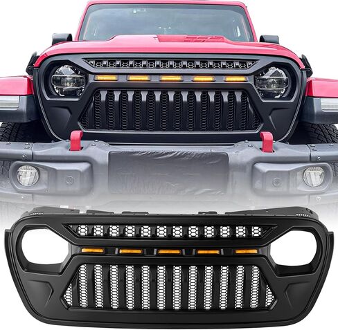 Sunpie Front Grille Assembly لجيب JT ، شبكات السيارات متوافقة مع Jeep Wrangler JL JLU & JL 4XE & Jeep Gladiator JT 2018-2025 جميع الطرز ، OEM ABS Plastic Wrangler Associory in Kuwait