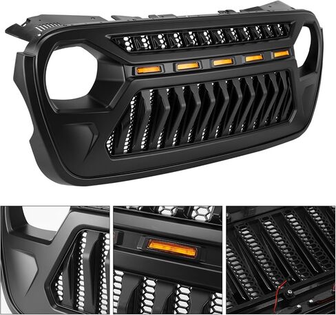 Sunpie Front Grille Assembly لجيب JT ، شبكات السيارات متوافقة مع Jeep Wrangler JL JLU & JL 4XE & Jeep Gladiator JT 2018-2025 جميع الطرز ، OEM ABS Plastic Wrangler Associory in Kuwait